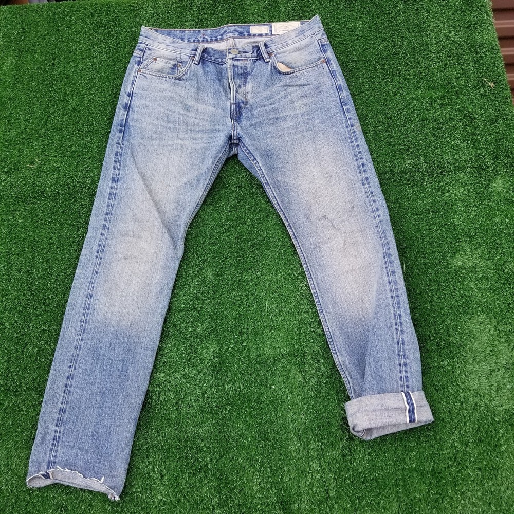 AllSaints Cigarette Jeans Mens 33 Blue Selvedge Skinny Japanese Denim Nishiko